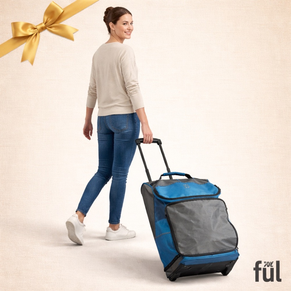 Fūl Rolling Rolling Carry-On Travel Bag Blue Black Soft-Sided Wheeled Duffel